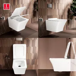 lapo Ceramic Wall Hung Spano Toilet - SPN Rimless Commode With Soft Closing Seat - 21x14x14 Inch Western Commode image 5