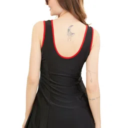 zium 4-Way Lycra Swimsuit: with Attached Cycling Shorts & Padded with Lining Printed Women Swim-dress Black Swimsuit image 2