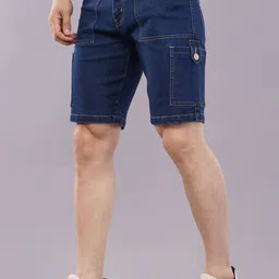 nivasu Dyed/Washed Men Dark Blue Denim Shorts image 3