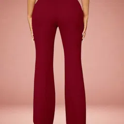 hocc Women Regular Fit Maroon Lycra Blend Trousers image 2
