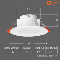 orient electric Eternal Moonlite 9W Downlighter - Cool White, Pack of 8 Downlighter Ceiling Light Ceiling Lamp image 4