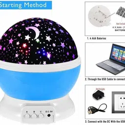 domadiya Romantic Sky Star Master Night Light Projector Children Kids Baby Sleep Lighting USB Lamp Led Projection Plastic Glass Rotating 4 Mode Multicolor Night Lamp image 2