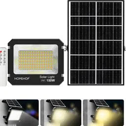 Homehop Solar Flood Lights Outdoor Waterproof 150W LED Wall Lamp for Home (3 Colour)-image-0