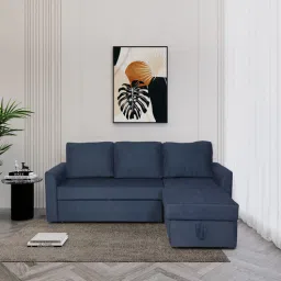 Rogelio Fabric LHS Pull Out Sofa Cum Bed In Navy Blue Colour With Storage-image-82