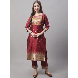 vredevogel Women Cotton Silk Kurta Pant Set image 5