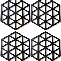 pepplo PVC Coaster-Halka-A-Triangle-Black_4,Pack of 4 Silicone Trivet-picture-15