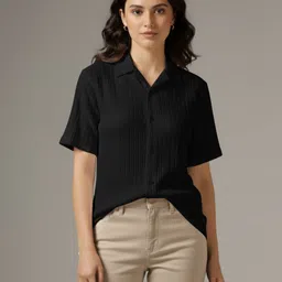 leriya fashion Women Regular Fit Self Design Spread Collar Casual Shirt-picture-31