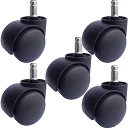 sunaisy Black Twin Castor Pin Type Wheels Set of 5 Pieces for Revolving Chairs Appliance Furniture Caster image 4