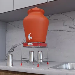 vigneshgenix Matka Kitchen Rack Space-saving wall-mounted matka stand for small kitchens/3 IN 1 matka stand Steel-picture-31