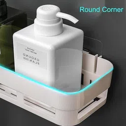 m y 1 Pcs Bathroom Storage Rack Shelf With Self Adhesive Sticker Plastic Wall Shelf image 5