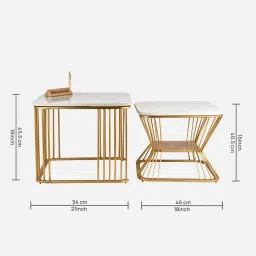 handicrafts town Pandora Metal Nesting Coffee Table Set In Golden Finish image 2
