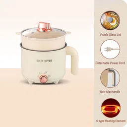 nowexp Mini multipurpose electric kettle steamer 1.8L inner pot Non-stick hotpot cooker Rice Cooker, Deep Fryer, Travel Cooker image 3