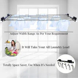 roborich Steel Wall Cloth Dryer Stand 6T-FLAT-BLACK-FLIP-68 image 5