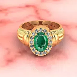 SIDHGEMS 10.25 Ratti 9.00 Carat Natural Emerald/Panna Gemstone 92.5 Sterling Silver Emerald Gold Plated Ring image 2