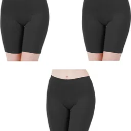 arla apparel Pack of 3 Solid Women Black Cycling Shorts-picture-15