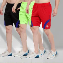 dia a dia Pack of 3 Striped Men Black, Light Green, Red Bermuda Shorts-picture-18