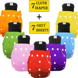 babymoon (Pack of 14) Free Size Reusable 7 Cloth Diaper With 7 Grey Insert - Pack Of 14-picture-13