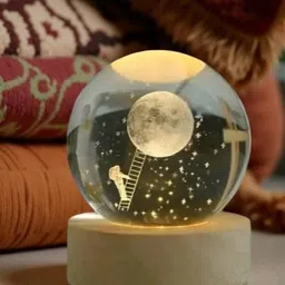 nightlight 3D Galaxy Crystal Ball Night Light, Crystal Lamp with LED Base Night Lamp image 2