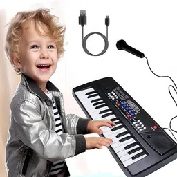 Piano Keyboard for Kids Electronic Piano with Microphone 37 Keys Electronic Piano with 8 Rhythms | 8 Tones | 6 Demos (Black) Analog Portable Keyboard-image-22