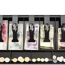 wemol 5 Slot Cash Register Tray Cash Box With 4 Coin Grid 9 Compartment Cash Box image 1