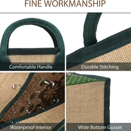 double r bags Reusable Print Jute Cloth Shopping Bags | Lunch Jute Bag Grocery Bag image 2