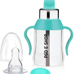 pgd Multiuse Baby Feeding Bottle Sipper Cup with Twin Training Handle, Nipple, Spout - 200 ml image 3