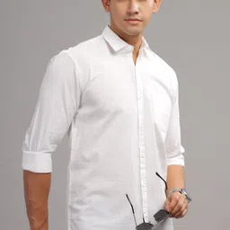 london trance Men Slim Fit Solid Spread Collar Casual Shirt-picture-19