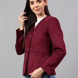 cantabil Women Solid Single Breasted Casual Blazer image 3