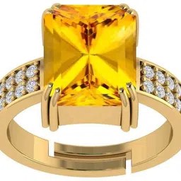 sidhgems Natural Yellow Topaz Gemstone Ring 12.25 Ratti Sunela Stone Ring Brass Citrine Gold Plated Ring image 2