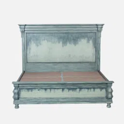 fabuliv Sublime Sheesham Wood Queen Size Bed in Light Green Finish With Hydraulic Storage image 5