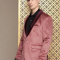 house of pataudi Men Striped Single Breasted Party Blazer image 5