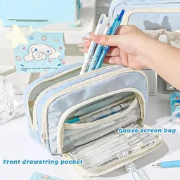 countrylink Multi-Compartment Design for Organized Storage Functional & Trendy Canvas Style Art Canvas Pencil Box image 3