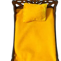 mithilacart Laddu Gopal wooden bed with carved patterns designed Size No. 0-6 Wooden All Purpose Chowki image 3