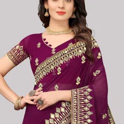 netra boutique Embroidered Bollywood Georgette Saree image 5