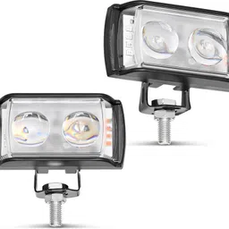 P4 Mini Double Lens Fog Light with yellow & White Fleshing Light(RED & Blue DRL) Back Up Lamp Car, Motorbike, Truck, Van LED (12 V, 30 W)-image-61