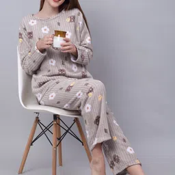 ucollection Women Night Suit Set Multicolor Printed image 1