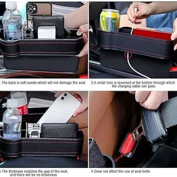 yukta enterprise Premium Leather Car Gap Filler with Cup Holder & Storage Box Car Multi Pocket image 3