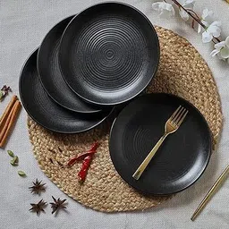 kavyacrash Ceramic Handmade Matt Black Dinner Plate-picture-17
