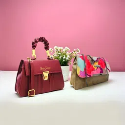 clarisjames Maroon, Green Women Sling Bag Maroon olive combo casual premium slingbag for women-picture-23
