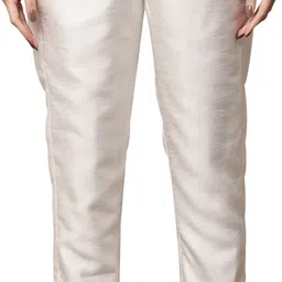 almarwa Women Regular Fit White Cotton Silk Trousers-picture-30