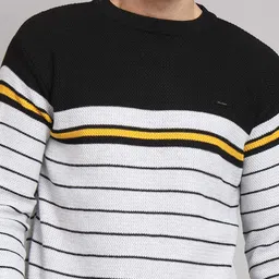 ewools Men Striped Round Neck Multicolor Sweater image 4
