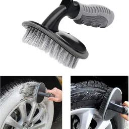 qnjl Car Tyre Cleaning Brush,1 Car AC Vent Cleaner and 1 Big Size Car Cleaning Sponge Combo image 2