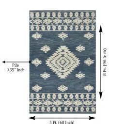 saraswati global Navy Blue Persian Wool 5 ft x 7 ft Hand Tufted Carpet image 3