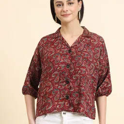 vairagee Women Comfort Fit Fit Printed Lapel Collar Party Shirt-picture-17