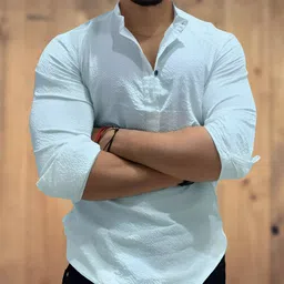 combraided Men Regular Fit Self Design Cut Away Collar Casual Shirt image 3