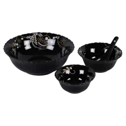 ceradeco 33 Pcs Printed Black Opalware Glossy Printed Dinner Set image 4