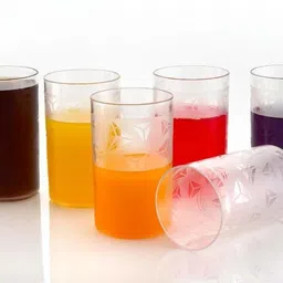 slikvita (Pack of 16) Prism Pattern Water Juice Plastic Glasses Set Glass Set Water/Juice Glass image 3