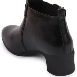 fausto Flared Heel Mid Ankle Classic Winter Buckle Strap Chelsea Boots For Women image 3