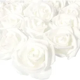 satyam kraft 6 Pcs Artificial Floating Rose Foam Flowers for Home Decoration and Craft (White, 6 Pieces). White Rose Artificial Flower image 2