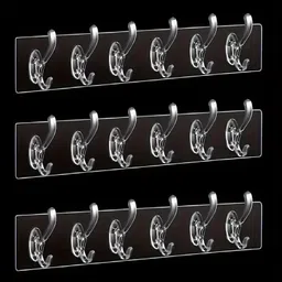 radhesyam 3 Pcs 6 Rows Multifunctional Transparent Sticky Hook Set Adhesive Stickers Hook 3 image 1